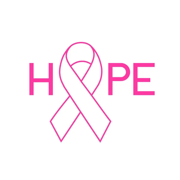 Hope Lettering Design Ribbon Breast Cancer Awareness Month Campaign Poster — Stock Vector