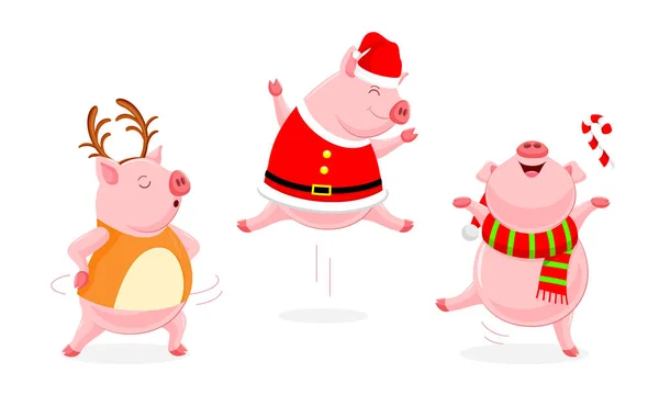 Sada Funny Roztomilý Kreslený Žabák Tanec Charakter Konstrukce Vánoční Koncepce — Stockový vektor