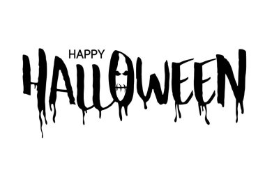 Tasarım yazı mutlu Cadılar Bayramı. Beyaz arka plan üzerinde izole vektör çizim. Tatil hat afiş, poster, tebrik kartı, yeni yıl eğlencesi daveti için.