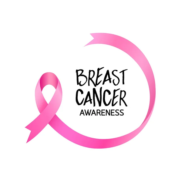 Pink Ribbon Curve Breast Shape Breast Cancer Awareness Month Campaign — Stock Vector