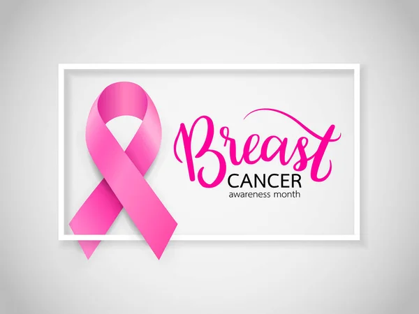 Pink Ribbon Symbol Breast Cancer Awareness Month Campaign Icon Design — Stock Vector