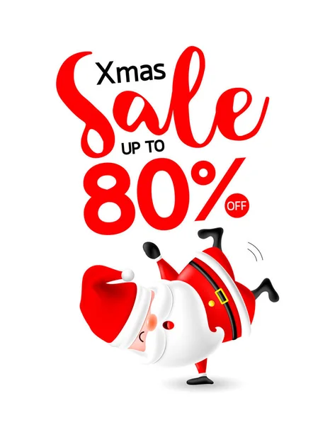 Santa Claus Cartoon Character Christmas Sale Text Vector Illustration Isolated — Stock Vector