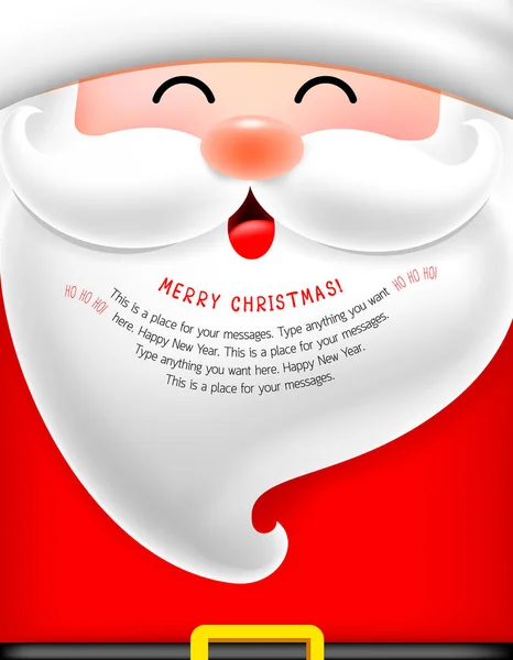 Santa Face Avec Personnage Dessin Animé Barbe Joyeux Noël Bonne — Image vectorielle