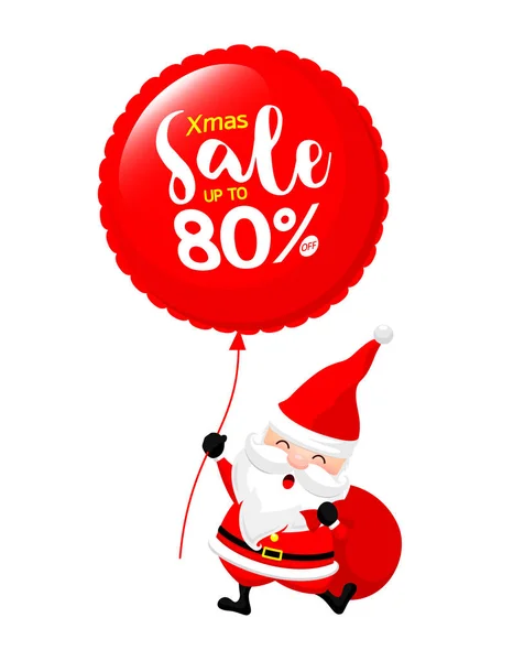 Santa Claus Cartoon Character Christmas Sale Text Vector Illustration Isolated — Stock Vector