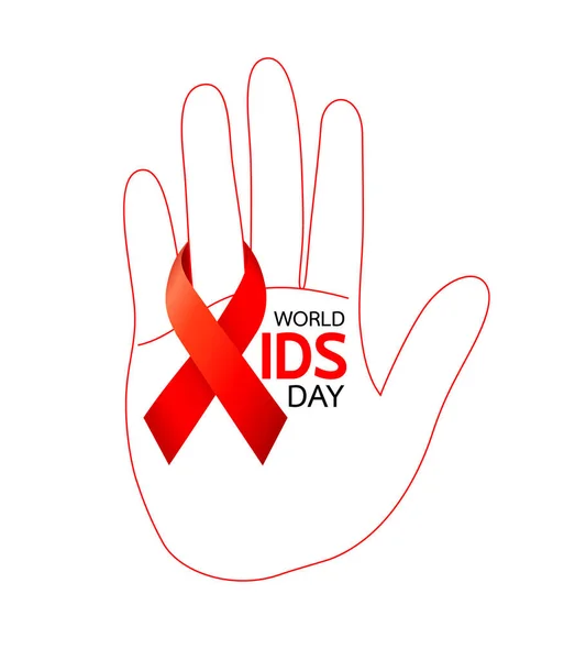 Welt Aids Tag Hand Mit Roter Schleife Hilft Bei Der — Stockvektor