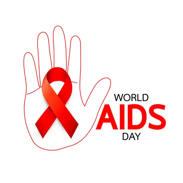 Welt Aids Tag Hand Mit Roter Schleife Hilft Bei Der — Stockvektor