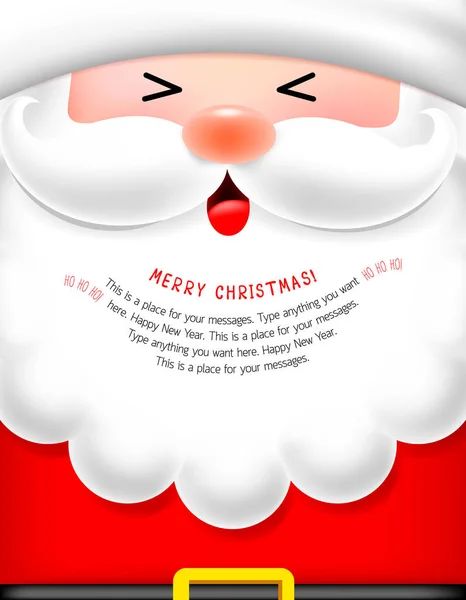 Cara Santa Con Personaje Dibujos Animados Barba Feliz Navidad Feliz — Vector de stock
