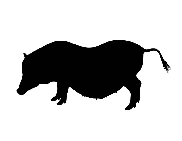 黑色站立的猪剪影 2019年中国符号 农场动物 向量例证为图标 贴纸标志 证书徽章 礼品卡 网页横幅 — 图库矢量图片