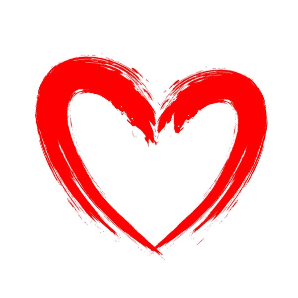 Kırmızı Kalp Şekli Aşk Sembolleri Için Tasarım Fırça Tarzı Beyaz — Stok Vektör