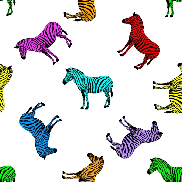 Zebra seamless pattern. Wild animal texture. Striped black and colorful. design trendy fabric texture. Vector illustration isolated on white background.