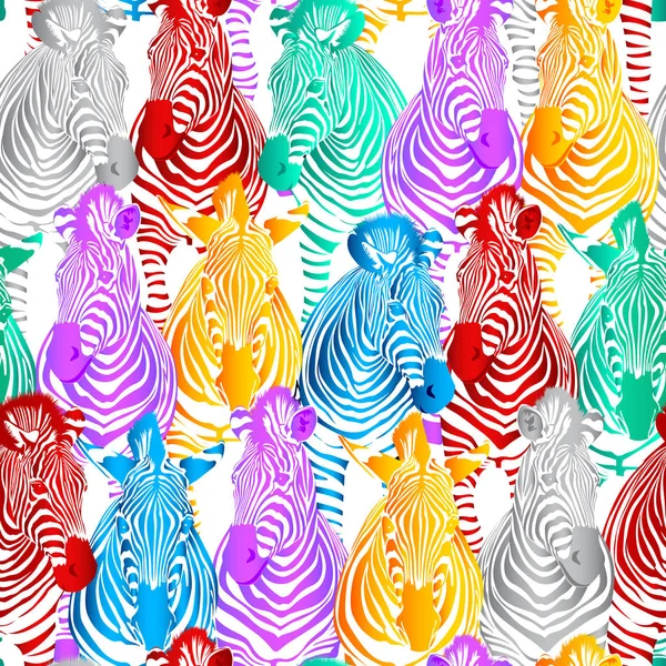 Kolorowy Zebra Bez Szwu Wzór Dzikie Zwierzęce Tekstury Projektowanie Modny — Wektor stockowy