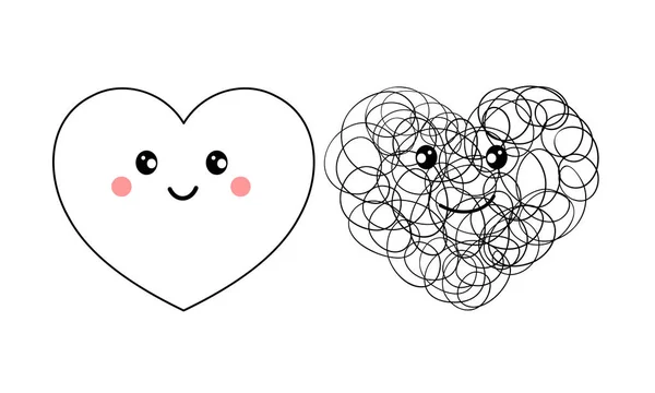 Coração Bonito Mão Desenhado Doodle Coração Dia Dos Namorados Conceito —  Vetores de Stock