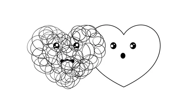 Χαριτωμένο Καρδιά Και Χέρι Doodle Καρδιά Ημέρα Του Αγίου Βαλεντίνου — Διανυσματικό Αρχείο
