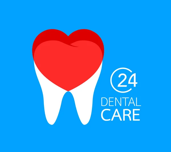 Tooth Heart Icon Design Flat Style Dental Care Concept Vector — Stock Vector