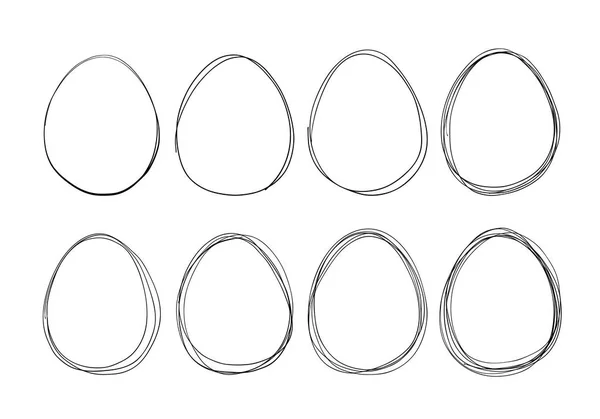 Handgezeichnetes Skizzenset Für Ovale Linien Ovales Kritzelkritzelkritzelkritzelei Für Das Gestaltungselement — Stockvektor