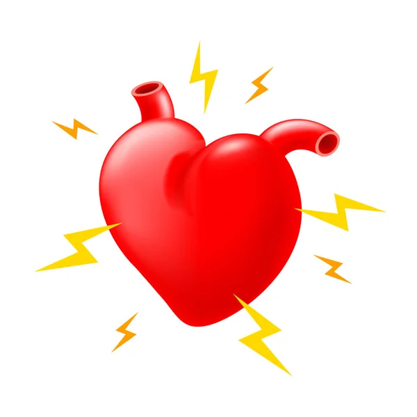 Hjärtattack Ikon Design Mänskliga Hjärtsymbol Inre Organ Som Kräver Vård — Stock vektor