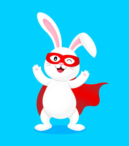 Divertido Dibujo Animado Personaje Conejo Súper Héroe Lindo Conejito Traje — Vector de stock