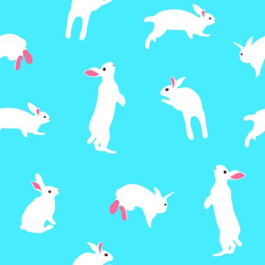 Beyaz tavşan seamless modeli. Paskalya tatili tasarım öğesi. Beyaz arka plan üzerinde izole vektör çizim.