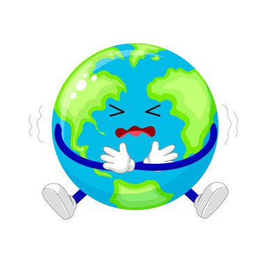 Şirin komik dünya karakter soğukluk acı. Beyaz arka plan üzerinde izole vektör çizim.