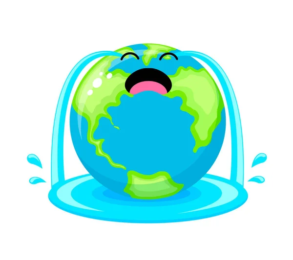 Globe Characterdesign Huilen Weergegeven Huilende Gezicht Opwarming Van Aarde Totaalconcept — Stockvector