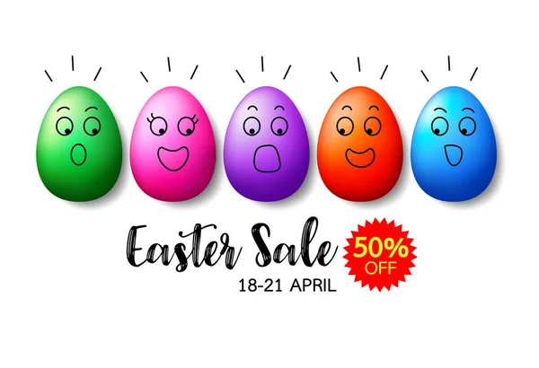 Colorful Easter Eggs Character Design Happy Easter Holiday Concept Illustration — Stock Vector