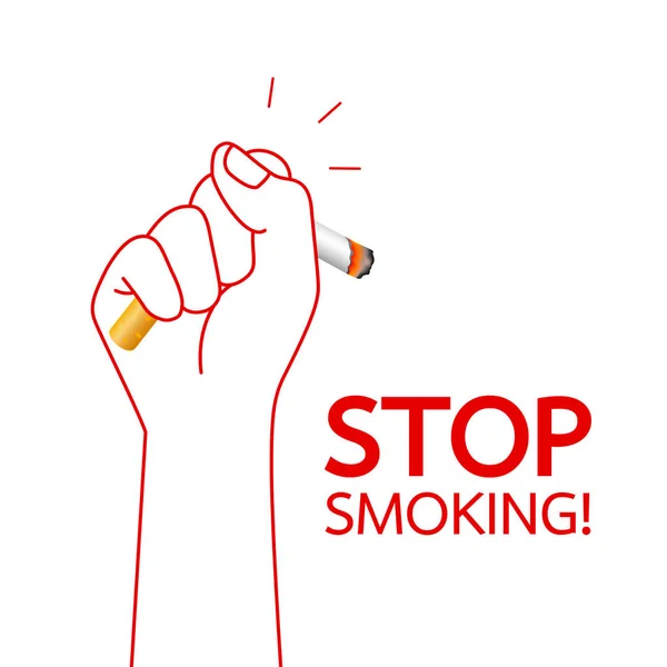 Mão Humana Esmagar Cigarro Deixar Fumar Conceito Dia Mundial Sem —  Vetores de Stock