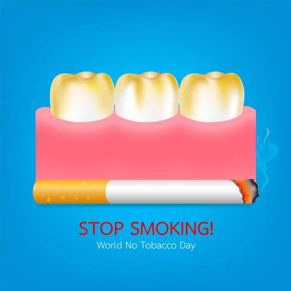 Dentes Com Cigarro Efeito Fumar Dentes Humanos Conceito Cuidados Dentários —  Vetores de Stock