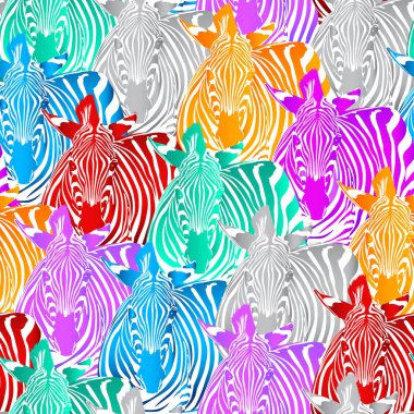 Renkli zebra seamless modeli. Vahşi hayvan doku. tasarım moda kumaş dokusu, illüstrasyon.
