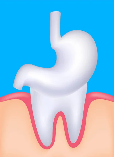 Estômago Humano Dente Como Parceiro Design Ícones Saúde Bucal Conceito — Vetor de Stock