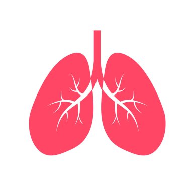 İnsan akciğer simge tasarımı, düz stil. Sağlık konsepti. Beyaz arka planda yalıtılmış vektör çizimi.