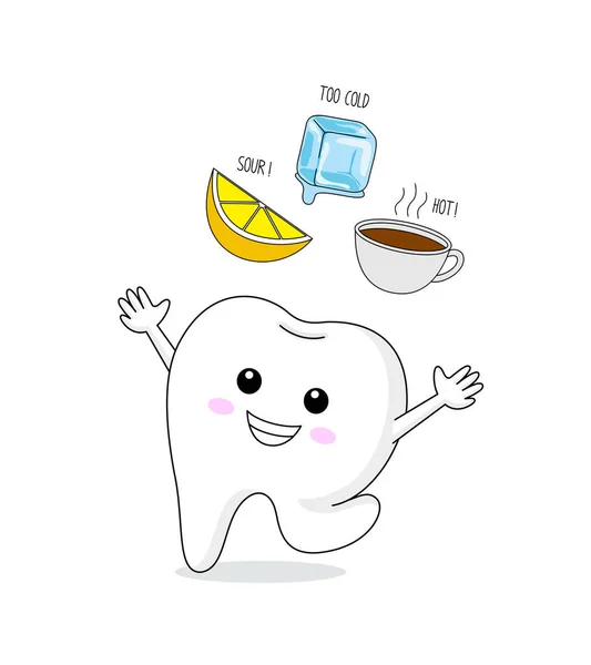 Здоровый Зуб Холодный Кислый Горячий Симпатичный Мультяшный Зуб Концепция Стоматологической — стоковый вектор