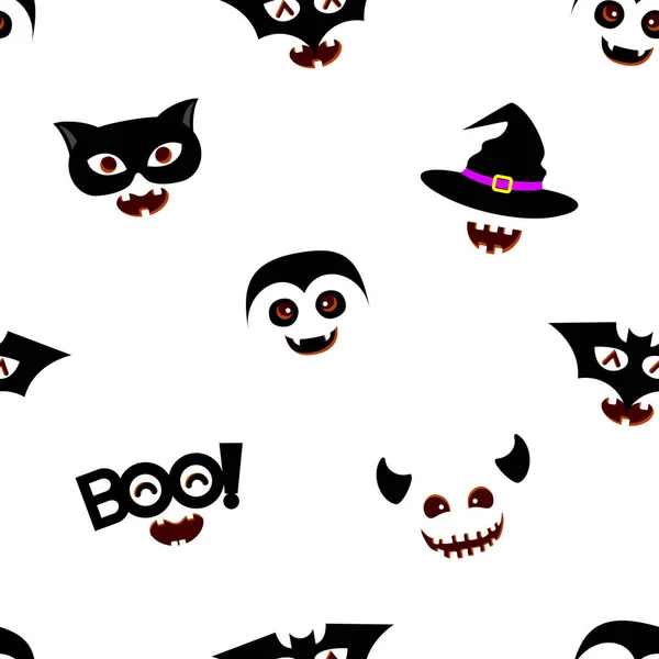 Naadloze Patroon Voor Halloween Schattig Karakter Afbeelding Geïsoleerd Witte Achtergrond — Stockvector