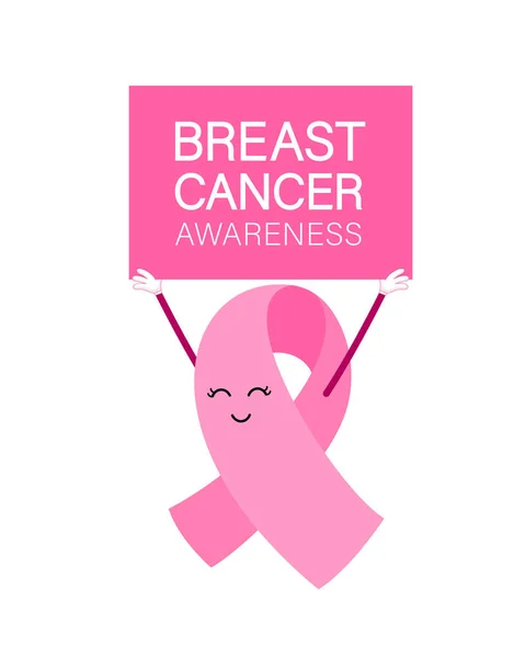 캐릭터 디자인입니다 유방암 인식의 캠페인 포스터 티셔츠아이콘 디자인 배경에 격리된 — 스톡 벡터