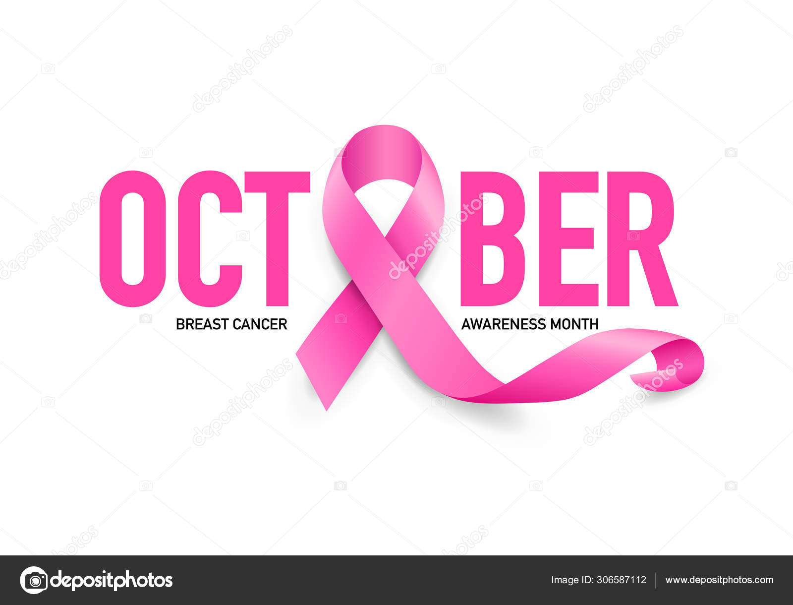 Image vectorielle Design Lettrage Octobre Avec Ruban Rose Campagne Mois  Sensibilisation Cancer par ©wowow - 306587112, image size:1600x1220