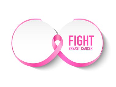 Göğüs şeklinde pembe kurdele eğrisi. Meme Kanseri Farkındalık Ay Kampanyası. Kanserle savaş. Simge tasarımı. Beyaz arka planda yalıtılmış çizim.