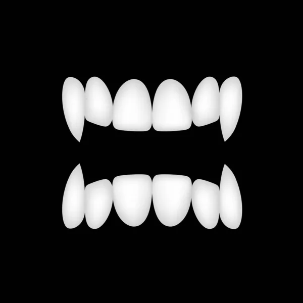 Vampire Teeth Icon Illustration Isolated Black Background Vector Art Happy — Stock Vector