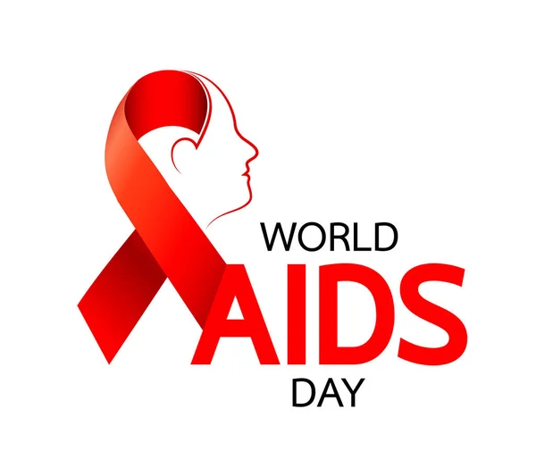 Hilft Bewusstsein Rote Schleife Mit Menschlichem Kopf Welt Aids Tag — Stockvektor