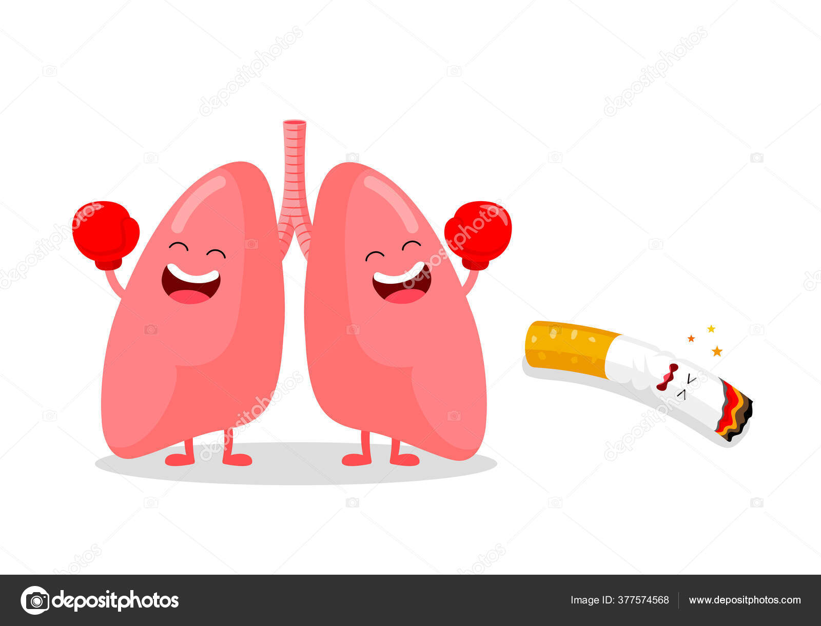 Cute Cartoon Lung Punch Cigarette Quitting Smoking Concept World Tobacco  Stock Vector Image by ©wowow #377574568