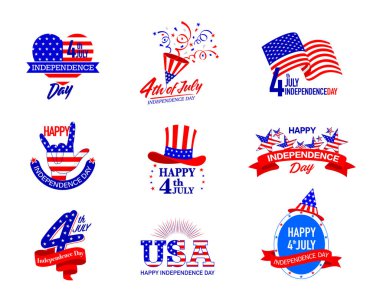 July fourth, United Stated independence day greeting. Vector illustration isolated on white background.