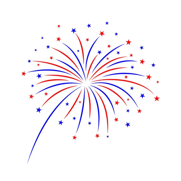 Conception Feu Artifice Sur Fond Blanc Juillet American Independence Day — Image vectorielle