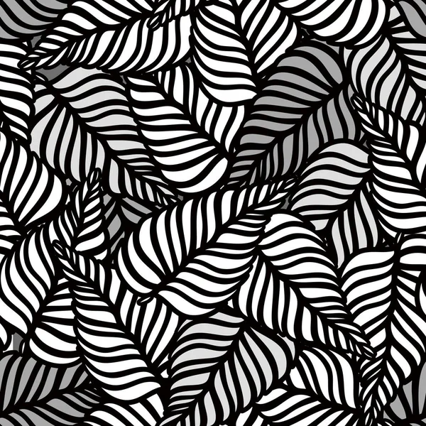 Black White Leaves Seamless Pattern Tropical Camouflage Print Great Textiles — Stock Vector