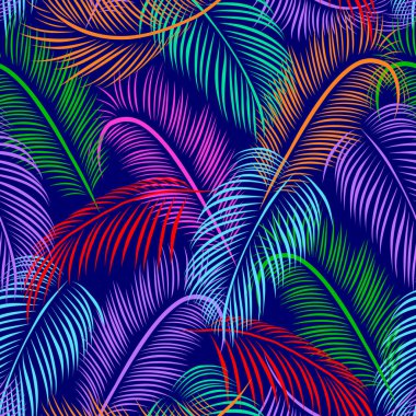 Renkli palmiye ağaçları pürüzsüz izler bırakır. Vektör çizimi. Doğal organik.