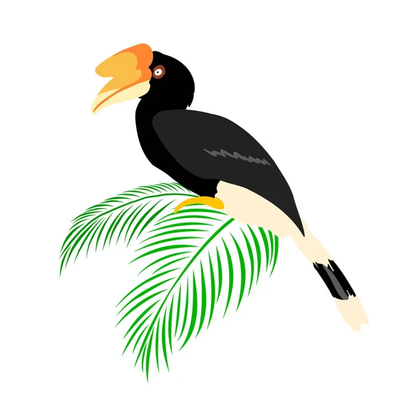 Aves Exóticas Con Hojas Tropicales Tropical Jungle Foliage Vector Illustration — Archivo Imágenes Vectoriales