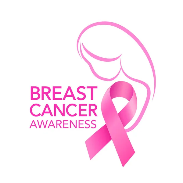 Projekt Graficzny Różowej Wstążki Kampania Miesiąc Świadomości Temat Raka Piersi — Wektor stockowy