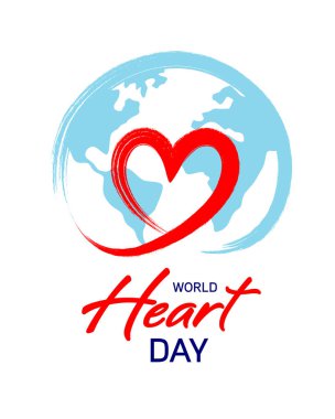 Dünya Kalp Günü sembol tasarımı. Fırça stili kırmızı kalp. Sağlık hizmeti konsepti. Vektör illüstrasyonu