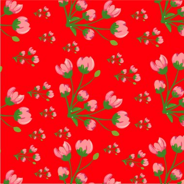 Kırmızı Çiçeksiz Desen