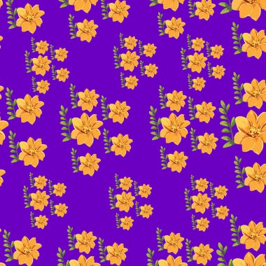 Mor arka planda canlı sarı çiçekler