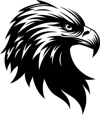 Siyah ve Beyaz Kartal Kafa Minimalist Çizgi Sanatı 
