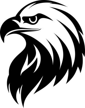 Siyah ve Beyaz Kartal Kafa Minimalist Çizgi Sanatı