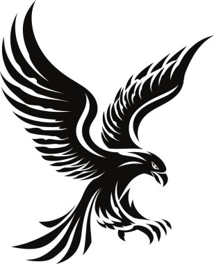 Siyah ve Beyaz Kartal Kafa Minimalist Çizgi Sanatı